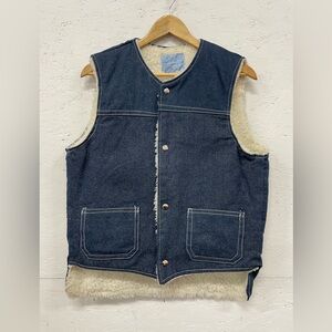 Sears Dark Blue Denim Sherpa-Lined Vest